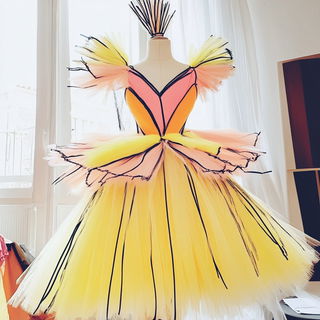 Chromafable style, Midjourney V6.1: haute-couture fashion outfit