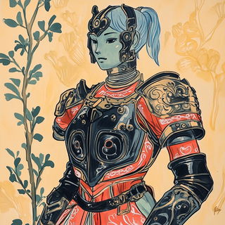 Burin Railway Mythography style, Midjourney V6.1: concept art character design of retropunk steam knight