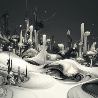 Archfolklore style, Midjourney V6.1: megacity with futuristic bioarchitecture