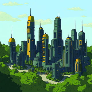 Oriflamme Bestiary style, Midjourney V6.1: megacity with futuristic bioarchitecture