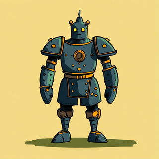 Oriflamme Bestiary style, Midjourney V6.1: concept art character design of retropunk steam knight