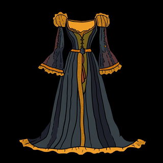 Oriflamme Bestiary style, Midjourney V6.1: haute-couture fashion outfit