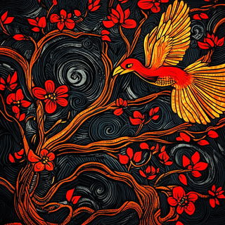 Knotwork Panic style, Midjourney V6.1: traditional folk art