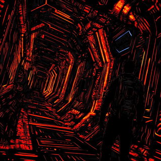 Knotwork Panic style, Midjourney V6.1: cinematic shot from sci-fi movie