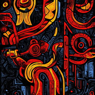 Knotwork Panic style, Midjourney V6.1: typographic composition with large letters