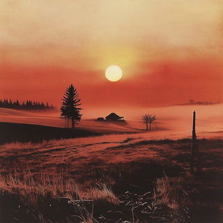 Marlowe Botanical Archive style, Midjourney V6.1: realistic landscape photograph of quiet dawn