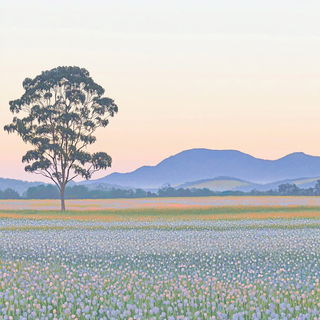 Spheresigil style, Midjourney V6.1: realistic landscape photograph of quiet dawn