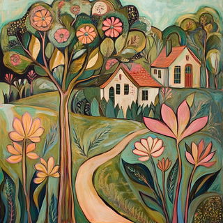 Contourpress style, Midjourney V6.1: traditional folk art