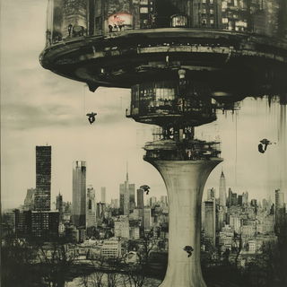 Pagodacurrent style, Midjourney V6.1: megacity with futuristic bioarchitecture