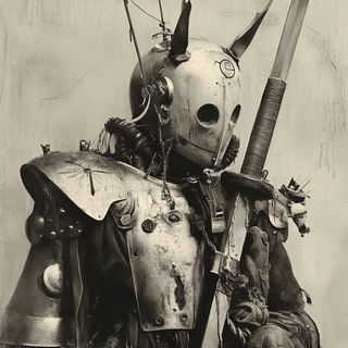 Pagodacurrent style, Midjourney V6.1: concept art character design of retropunk steam knight