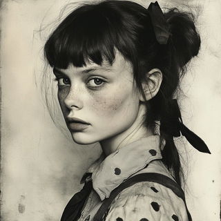 Pagodacurrent style, Midjourney V6.1: photographic portrait of female protagonist