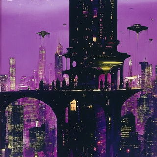 Midway Magenta style, Midjourney V6.1: megacity with futuristic bioarchitecture