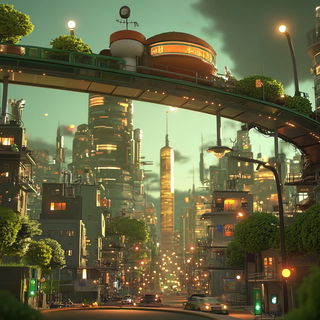 Refracture style, Midjourney V6.1: megacity with futuristic bioarchitecture