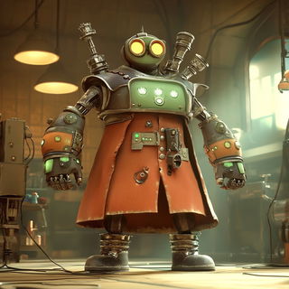 Refracture style, Midjourney V6.1: concept art character design of retropunk steam knight