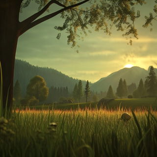 Refracture style, Midjourney V6.1: realistic landscape photograph of quiet dawn