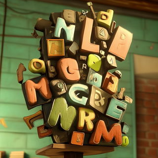 Refracture style, Midjourney V6.1: typographic composition with large letters