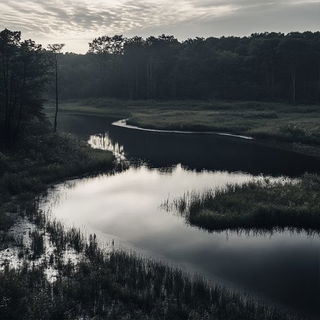 Briarwarp style, Midjourney V6.1: realistic landscape photograph of quiet dawn