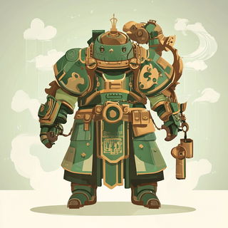 Lampblack Quays style, Midjourney V6.1: concept art character design of retropunk steam knight