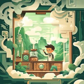 Lampblack Quays style, Midjourney V6.1: editorial illustration for popular scientific magazine cover