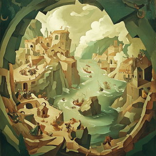 Lampblack Quays style, Midjourney V6.1: classical 18th-century oil painting