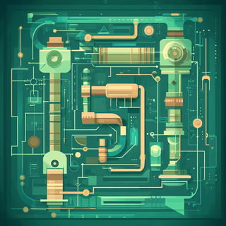 Lampblack Quays style, Midjourney V6.1: technical infrastructure blueprint schematics