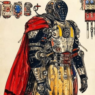 Scalefoam style, Midjourney V6.1: concept art character design of retropunk steam knight