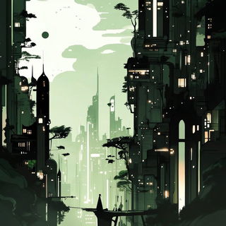 Carabid Sunmark style, Midjourney V6.1: megacity with futuristic bioarchitecture