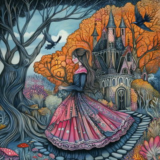 Mesofront Iconics style, Midjourney V6.1: retro fairy-tale illustration