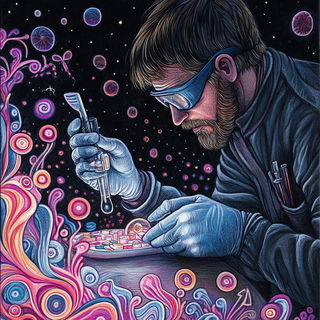 Mesofront Iconics style, Midjourney V6.1: editorial illustration for popular scientific magazine cover
