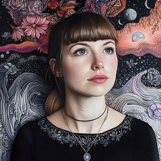 Mesofront Iconics style, Midjourney V6.1: photographic portrait of female protagonist