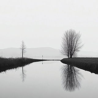 Forgebloom style, Midjourney V6.1: realistic landscape photograph of quiet dawn