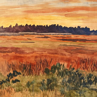 Checkerland Projection style, Midjourney V6.1: realistic landscape photograph of quiet dawn