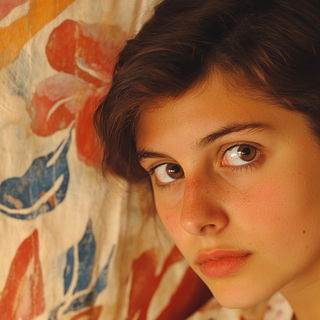 Checkerland Projection style, Midjourney V6.1: photographic portrait of female protagonist