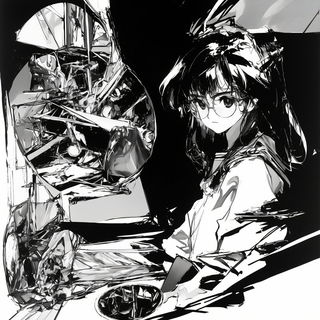 Domedance style, Midjourney V6.1: black-and-white manga comic strip