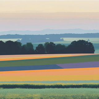 Ferricircuit style, Midjourney V6.1: realistic landscape photograph of quiet dawn