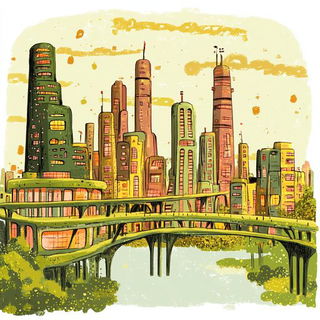 Myceloarabesque style, Midjourney V6.1: megacity with futuristic bioarchitecture