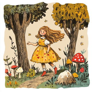 Myceloarabesque style, Midjourney V6.1: retro fairy-tale illustration