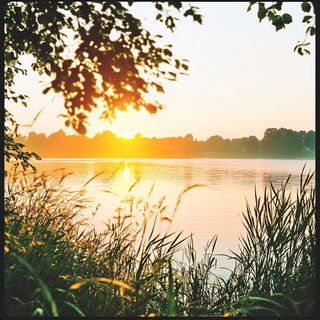 Myceloarabesque style, Midjourney V6.1: realistic landscape photograph of quiet dawn