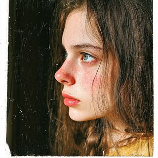 Myceloarabesque style, Midjourney V6.1: photographic portrait of female protagonist