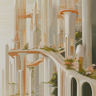 Whaleflash style, Midjourney V6.1: megacity with futuristic bioarchitecture