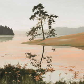 Whaleflash style, Midjourney V6.1: realistic landscape photograph of quiet dawn