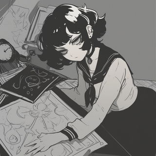 Kaleidocel Forge style, Midjourney V6.1: black-and-white manga comic strip