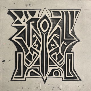 Kaleidocel Forge style, Midjourney V6.1: typographic composition with large letters
