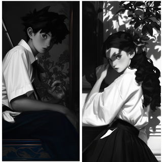 Muralgami style, Midjourney V6.1: black-and-white manga comic strip