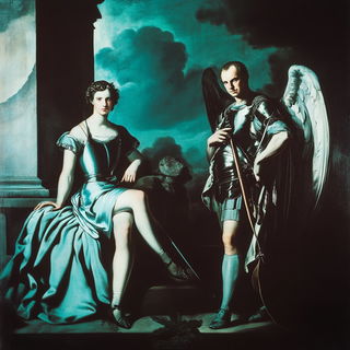Haloferia style, Midjourney V6.1: classical 18th-century oil painting