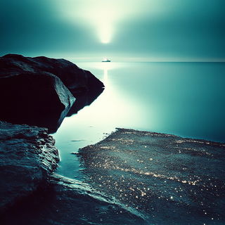 Haloferia style, Midjourney V6.1: realistic landscape photograph of quiet dawn