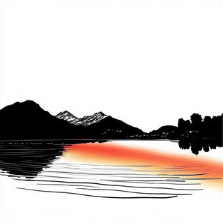 Inkoclast style, Midjourney V6.1: realistic landscape photograph of quiet dawn