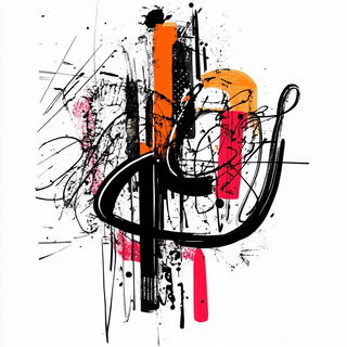 Inkoclast style, Midjourney V6.1: typographic composition with large letters
