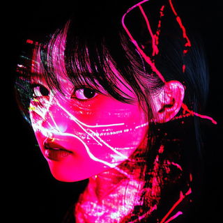 Cellular Aurora style, Midjourney V6.1: photographic portrait of female protagonist