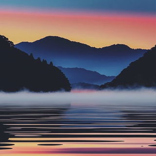 Ornathai style, Midjourney V6.1: realistic landscape photograph of quiet dawn